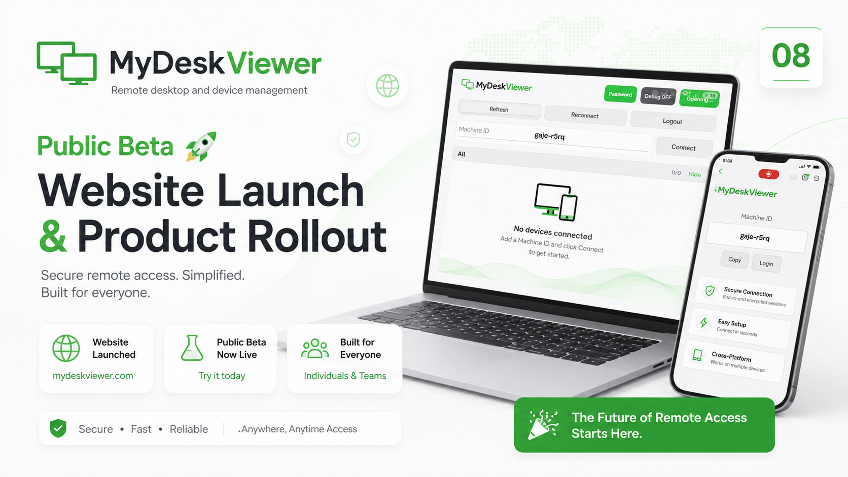 MyDeskViewer goes public: beta testing, the website and what comes next