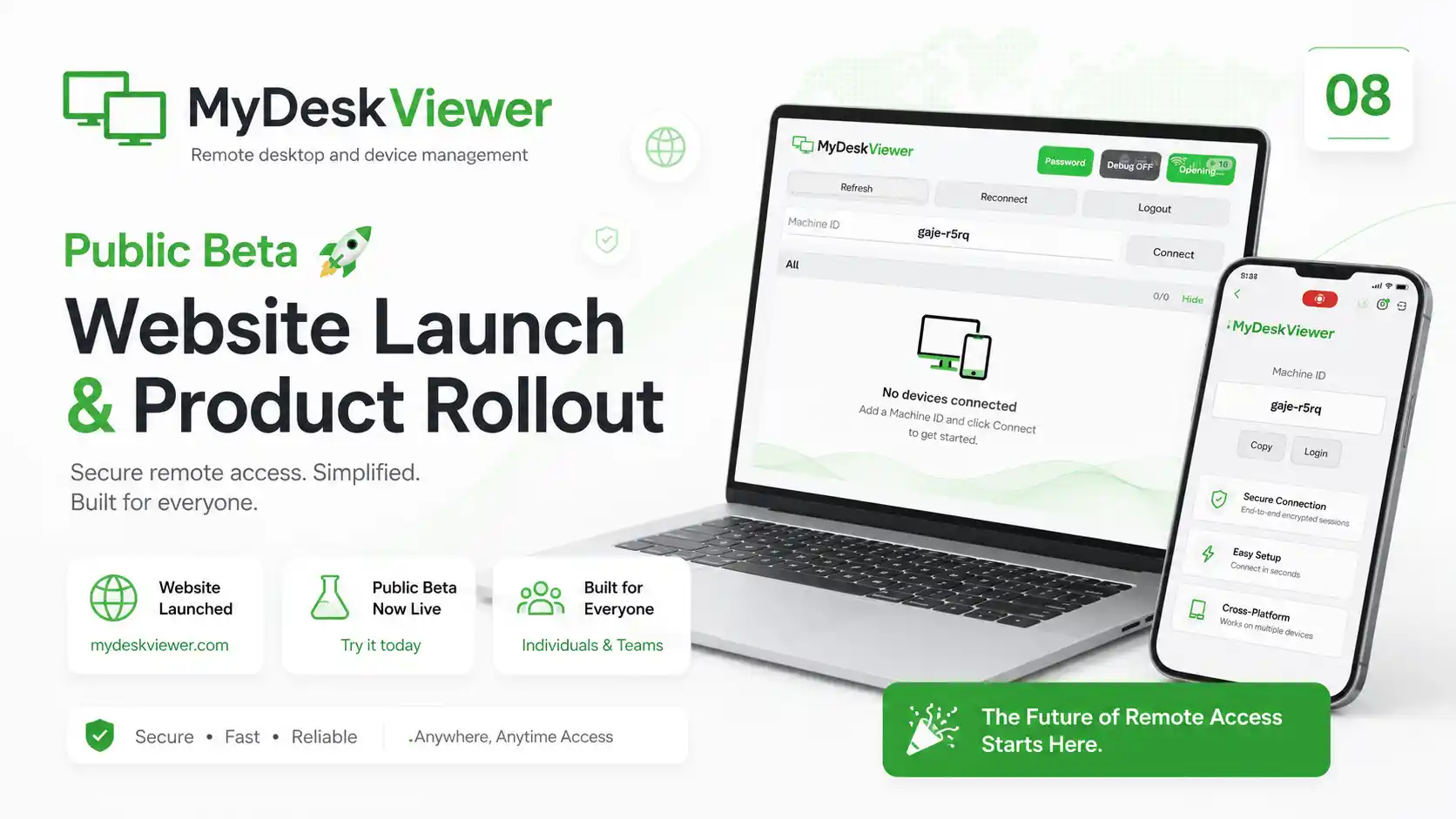MyDeskViewer goes public: beta testing, the website and what comes next