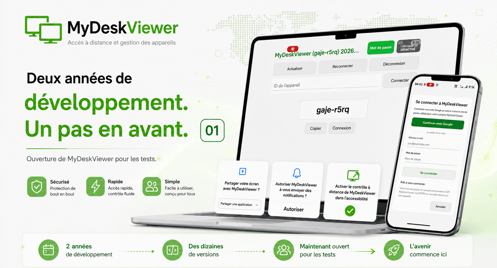 Après deux ans de développement, MyDeskViewer est enfin prêt pour les tests
